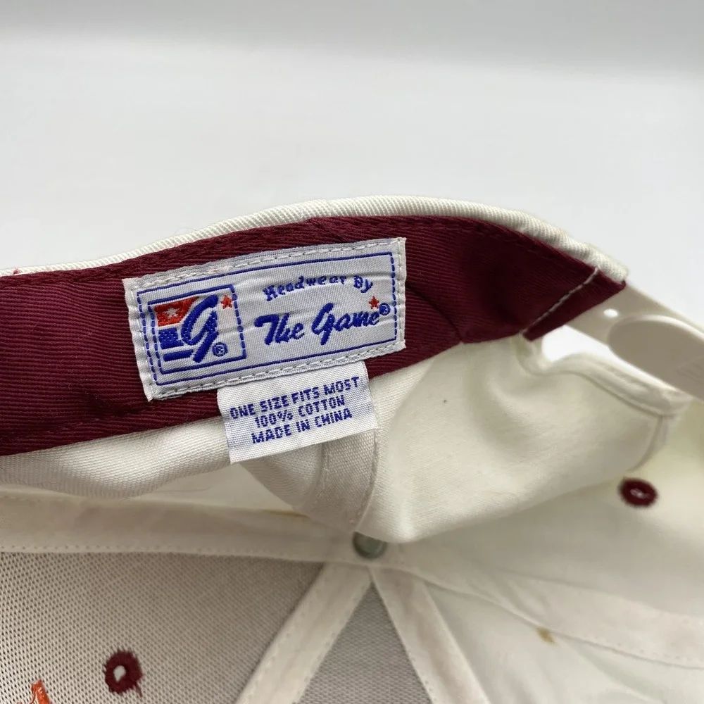 Vintage 90s The Game Virginia Tech Hokies Snapback Hat‎ Split Bar White Maroon